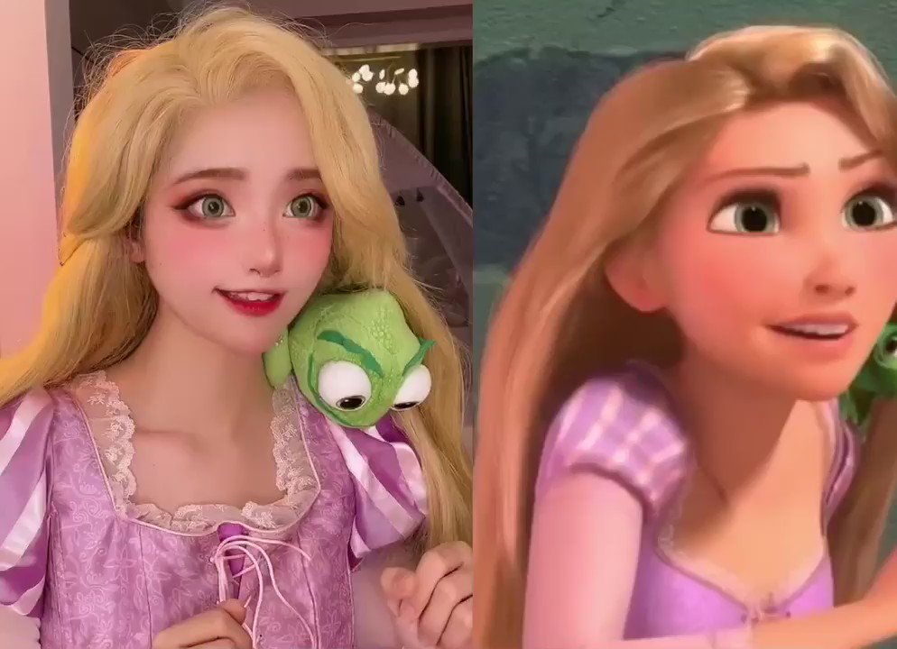 Pinned: #Rapunzel
#DisneyPrincess 

😘Try to imitate Disney Princess～✨