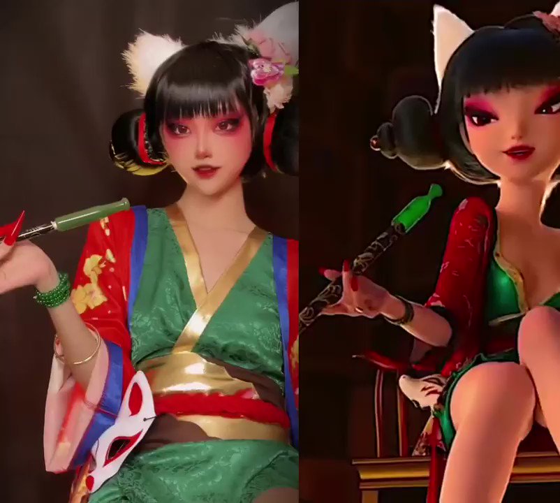 中国のアニメ《白蛇：缘起 White Snake》の狐を真似してみてください
🥰