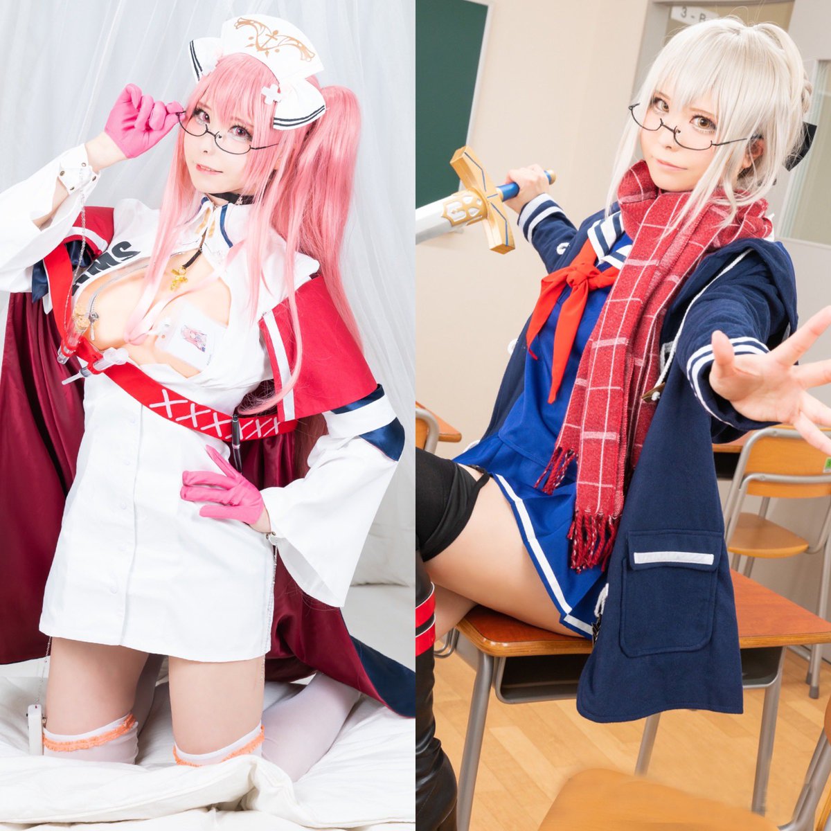 #メガネの日 ということで……
数少ない👓っ娘なコスプレ🥰💗
パーシュース🏥💉とえっちゃん⚔
#cosplay #アズールレーン #FGO
